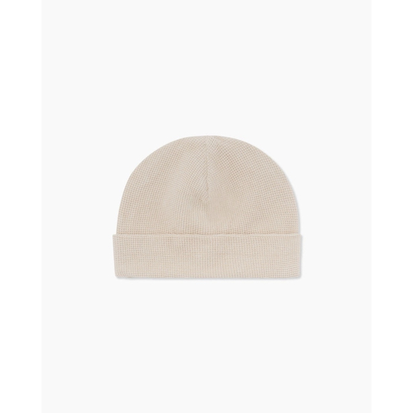 Onia Unisex Beanie Hat NEW Cashmere Cotton Waffle Beige OS main image 6
